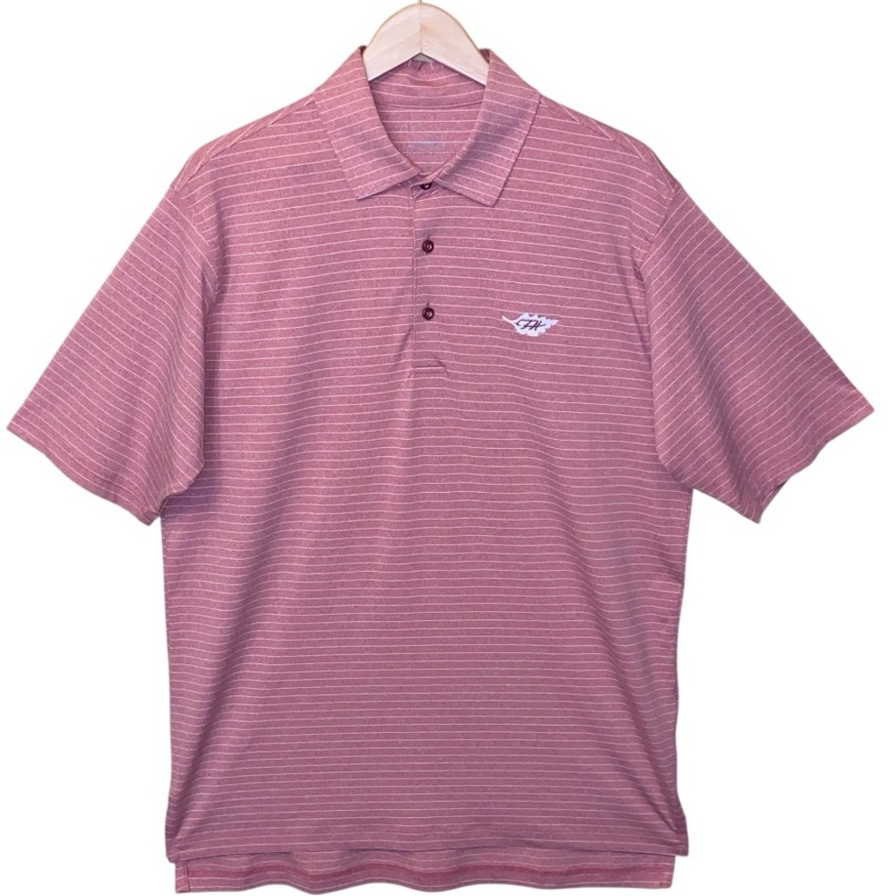 Robert Jones H2O Performance Dusty Rose Striped Golf Polo Shirt Large